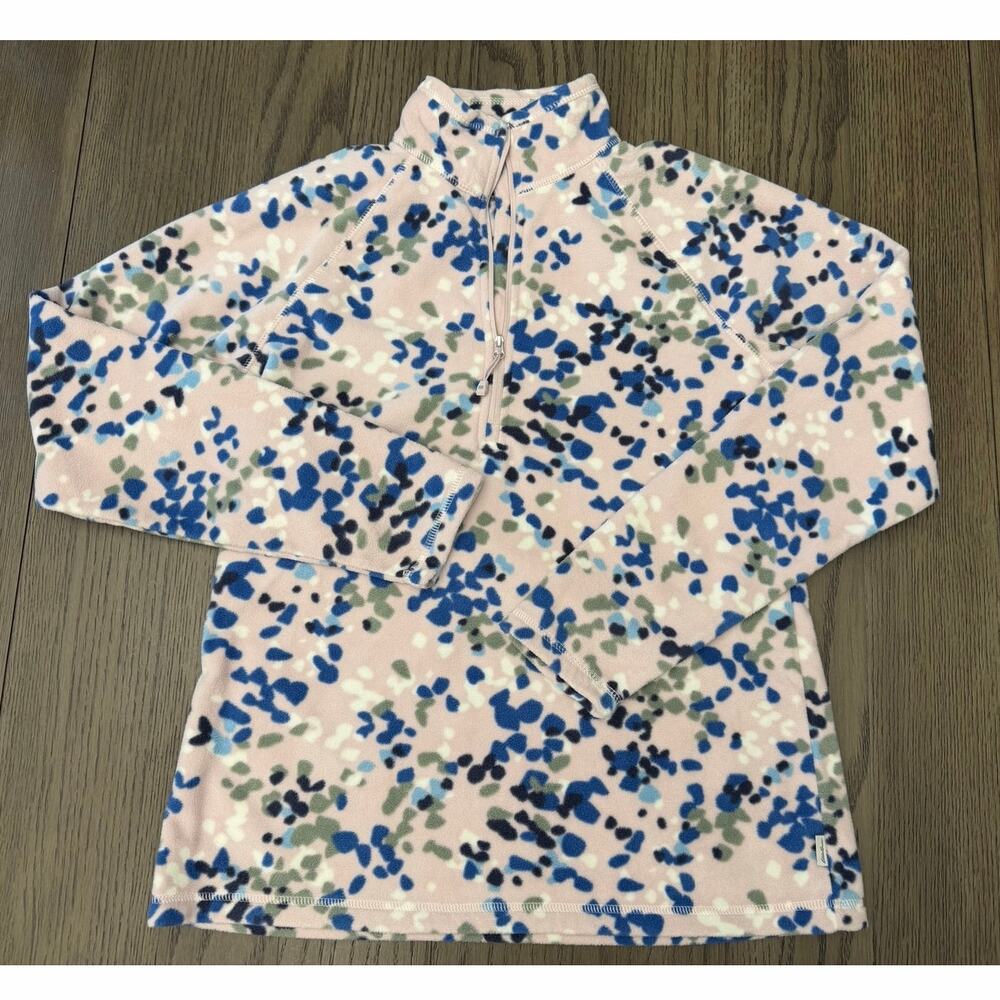 Eddie Bauer Women’s Fleece 1/4 Zip Pullover Blush Pink Blue Print Size S NWT